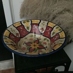 Pier one -Vallarta Large salad serving‎ bowl ceramic large floral